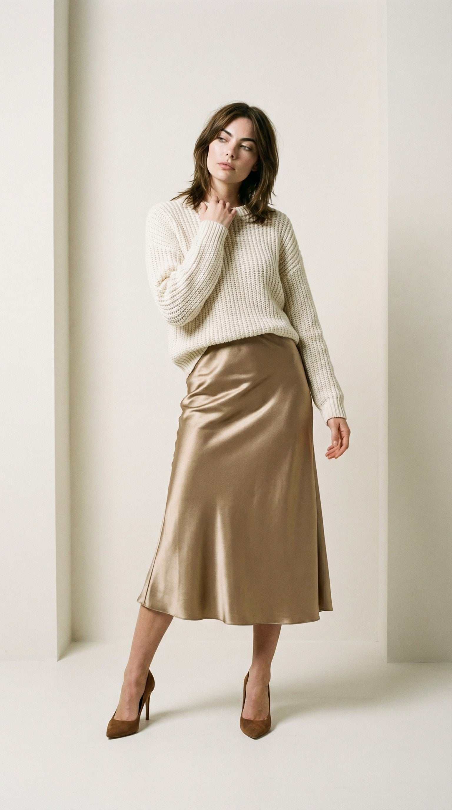 Roma Silk Midi Skirt