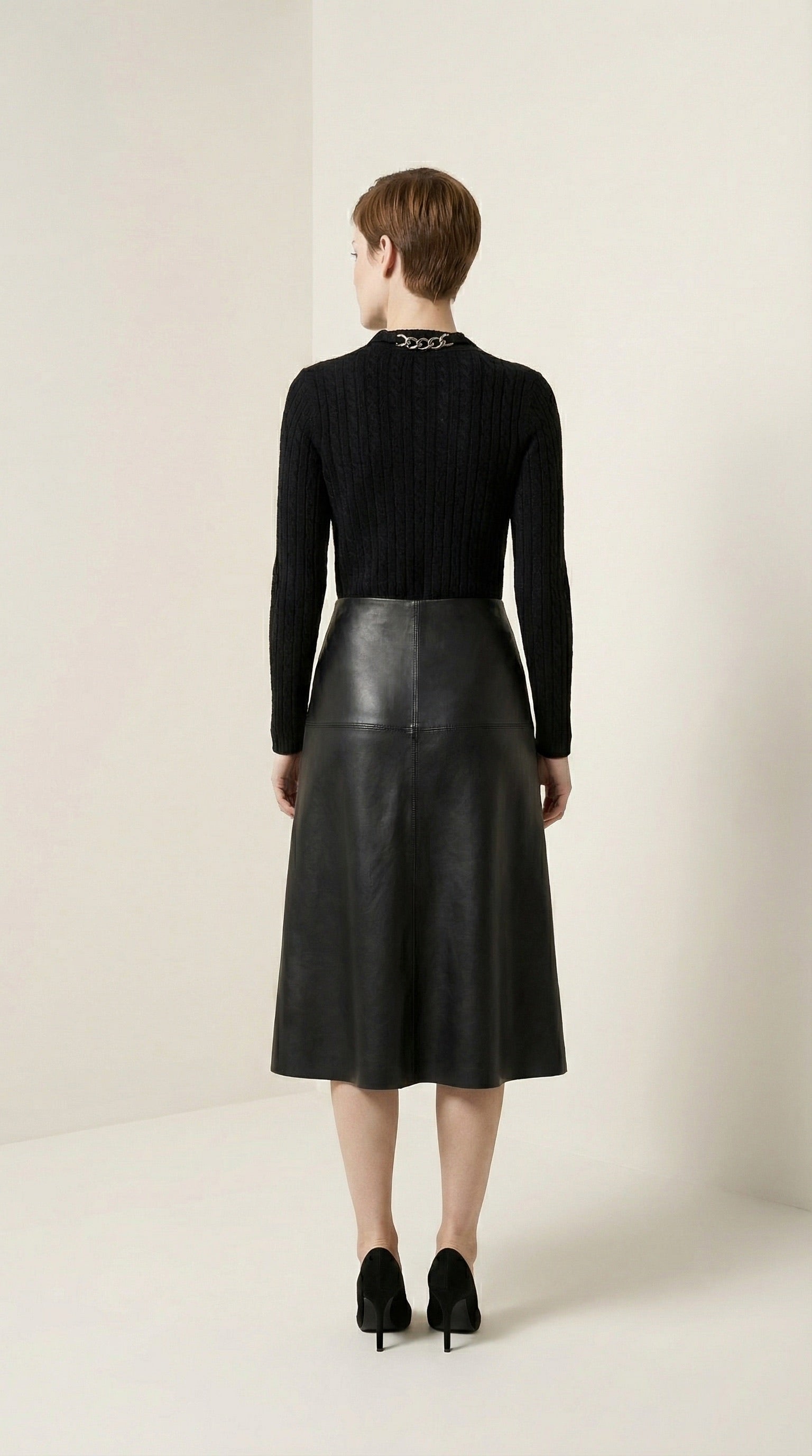 Faux Leather Midi Skirt
