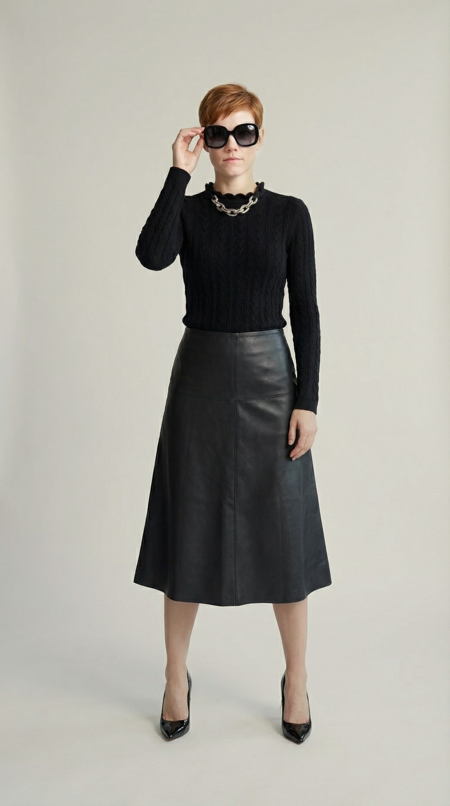 Faux Leather Midi Skirt