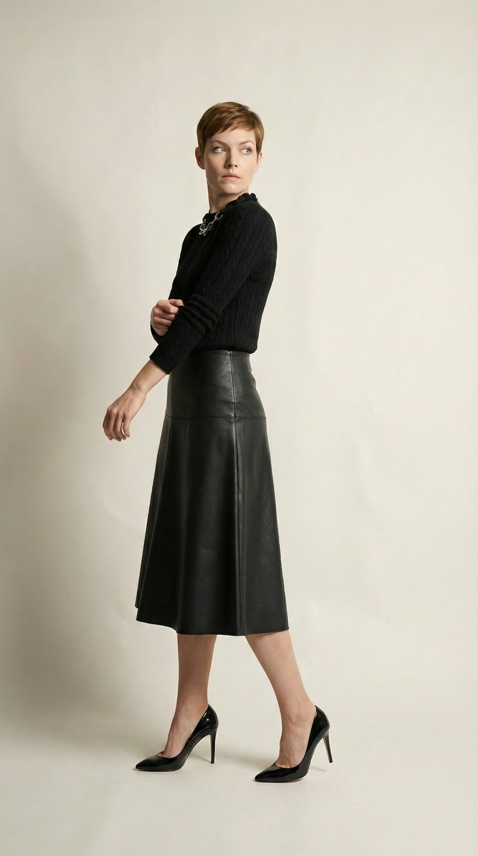 Faux Leather Midi Skirt