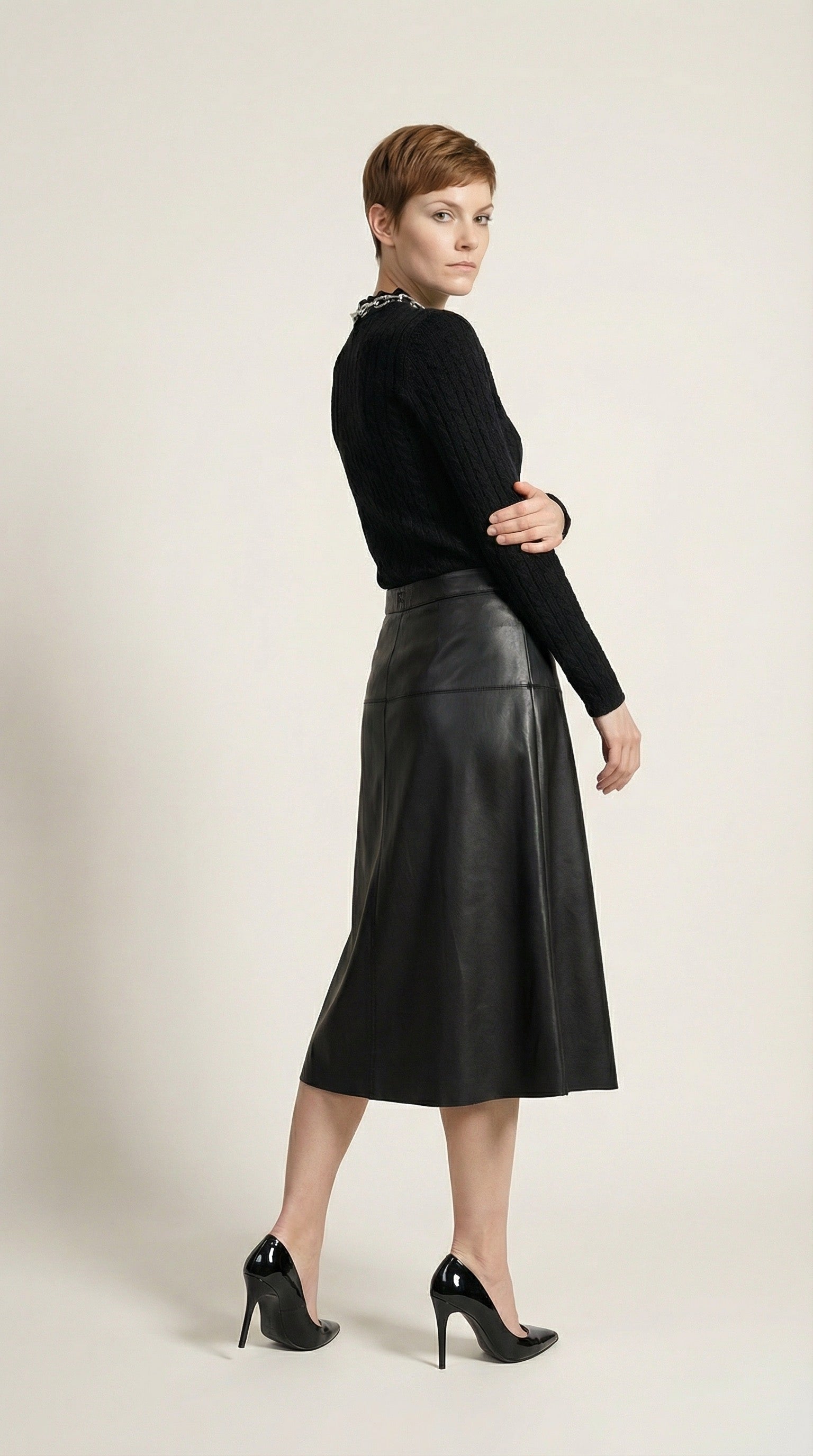 Faux Leather Midi Skirt